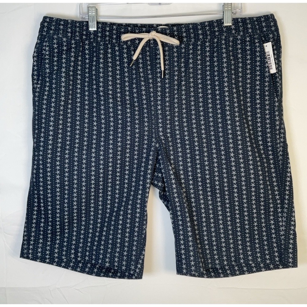 NWT Men's Goodthreads Pull On Comfort Stretch Shorts Indigo Micro Floral - XL